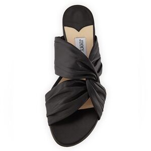 Jimmy Choo Lela twist flat sandals black leather size 39